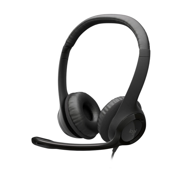 Logitech H390 Wired Headset Stereo Headphones with Noise-Cancelling Microphone USB In-Line Controls PC/Mac/Laptop - Black